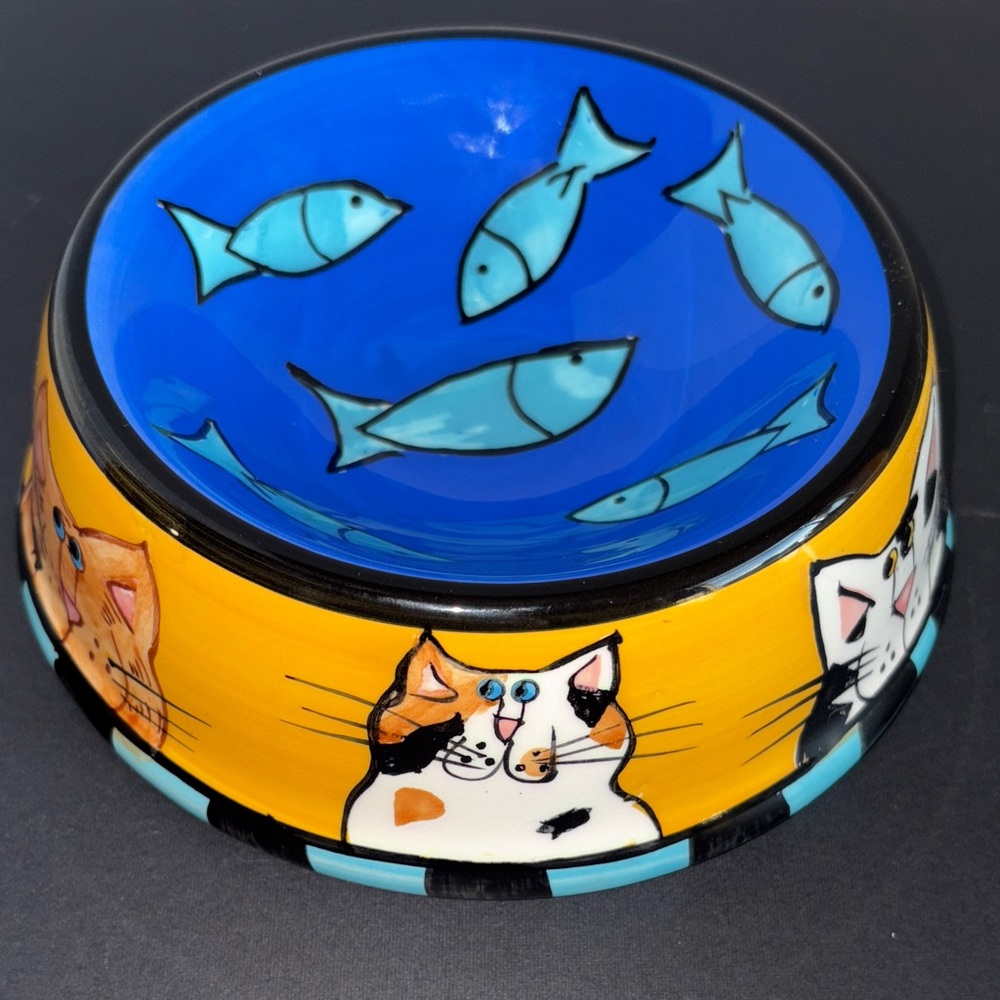 Catzilla Bowl with Fish and Cat Design